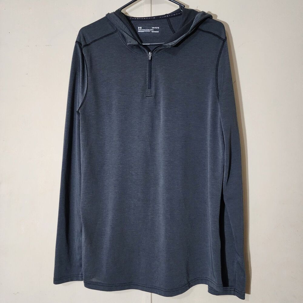 Under Armour Hoodie Mens Large Gray Heatgear Threadborne Long Sleeve Activewear